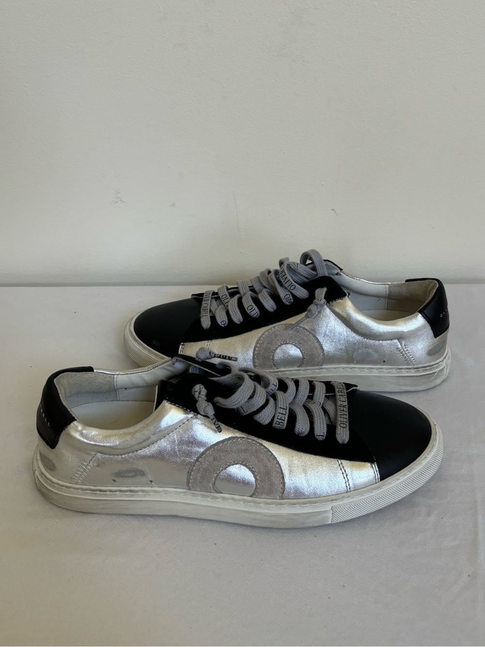 Oliver Cabell Low 1 Ivy Silver Black Leather Sneakers Eu37 Womens US 7